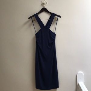 Versace Halter Dress (Navy, Small)